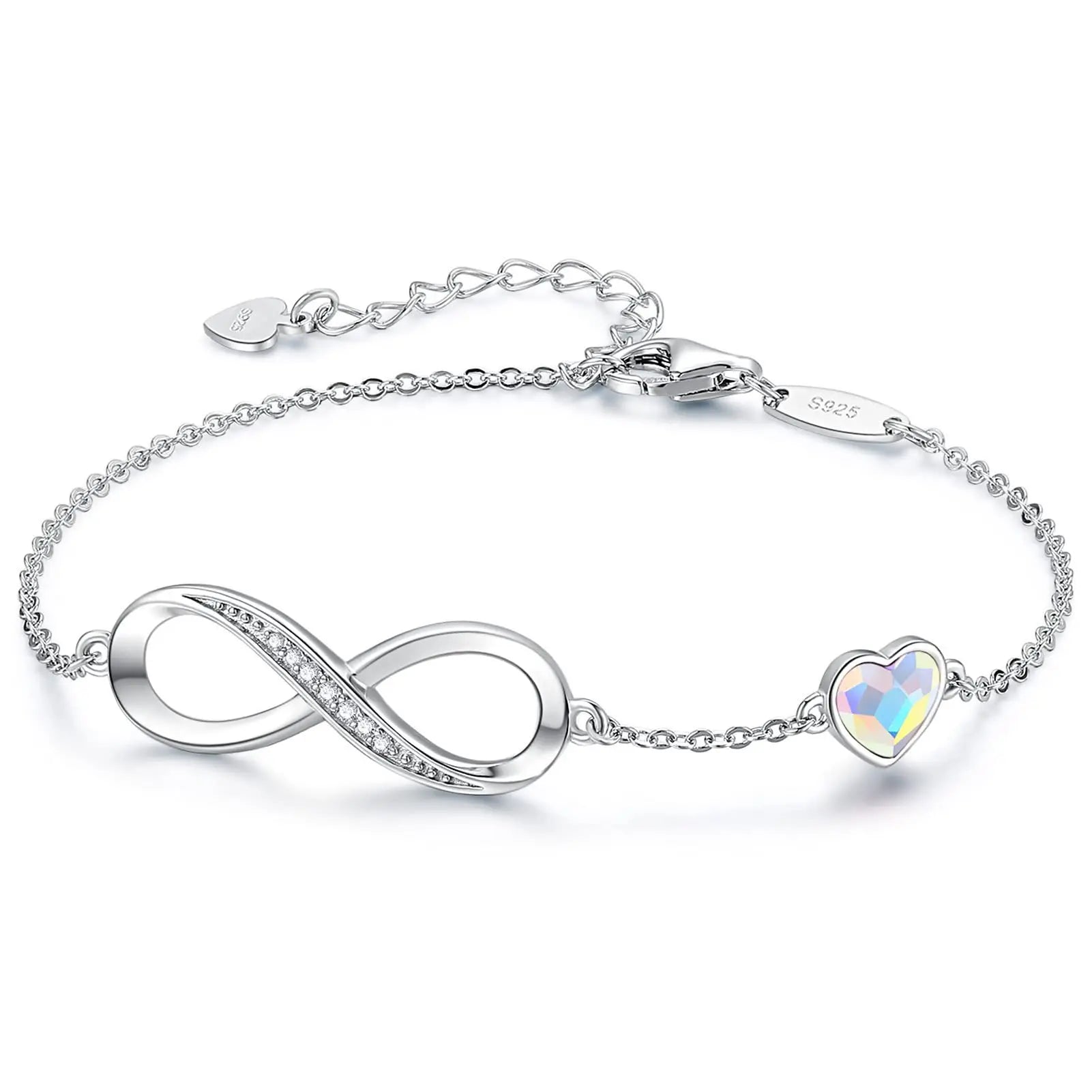 New Hot Selling Zircon Bracelet Eternal Classic Eight-character Letter Shiny Blue Heart Bracelet for Women