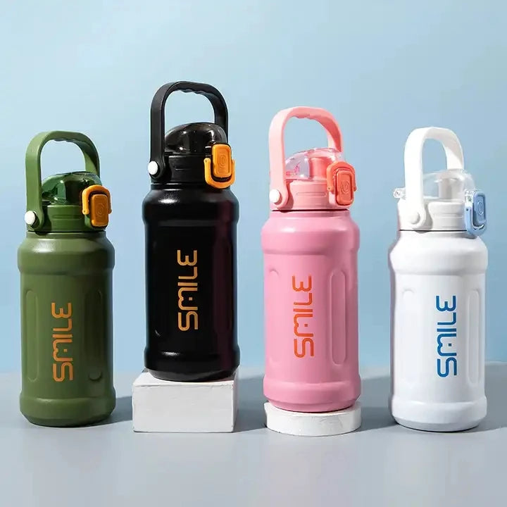 Powder Coated Modern Flask Metal Portable Handle Vacuum Cup and Color Insulated Vacuum Sports Stainless Steel Water Bottle