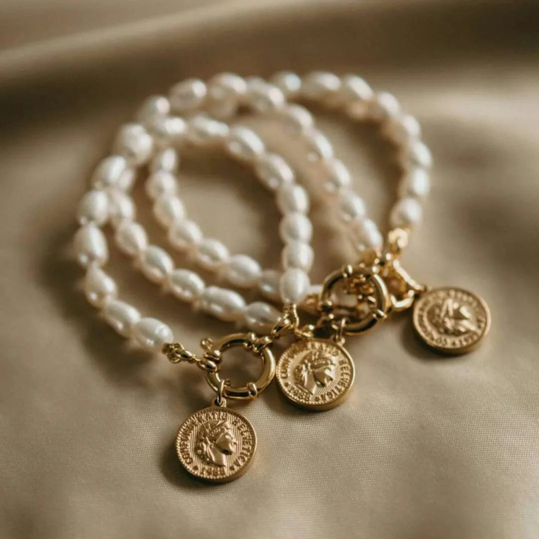 Freshwater Baroque Pearl Beads Bracelet Vacuum Plating 18k Gold Bracelet for Women