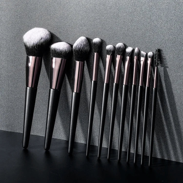 Wholesale Private Label Face Eye Cosmetics 4/11/14pcs Black Makeup Brushes Set Trade Assurance Opp Bag or Case or Box Nylon 3set