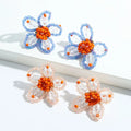 Handmade Korean Fashion Trendy Colorful Glass Seed Beads Beaded Flower Shape Charm Stud Earring Women Earrings Jewelry
