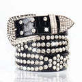 Fashion Classical Woman Jeans Belt Women Designer Good Quality Pin Buckle Pu Belt With Rhinestone