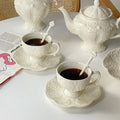 Retro European Embossed Coffee Cup and Saucer Afternoon Tea Britney Cup and Saucer