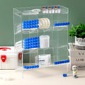 Large Acrylic Test Tube Rack 9 Compartment 4 Pull Trays 16 X 12 X 5.5 Inches Lab Organizer Stand Storage Clear Display Racks