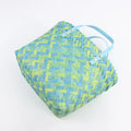 Small 2026 Summer Rectangle Woven Plastic Bag with Leather Handles Christmas Basket Packaging