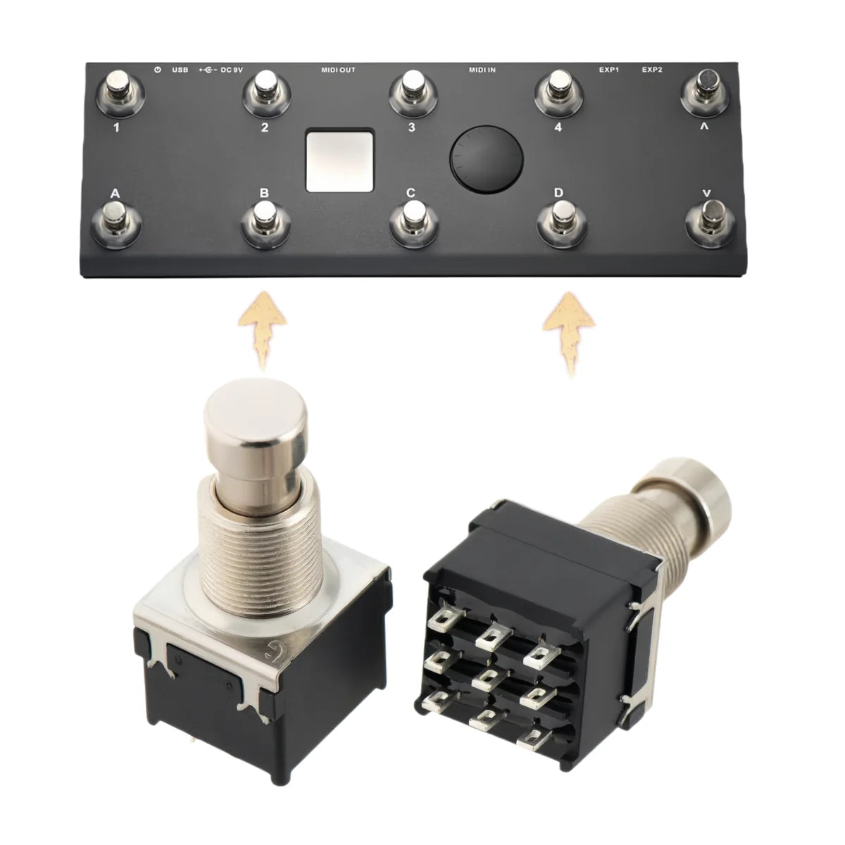 Customizable Bypass Black Latching Stomp 9Pin DPDT Electric Guitar Effect Reverb Acoustic Pedal Switch Foot Switch