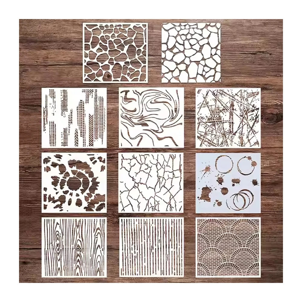10 Pcs Stencils for Painting Modern Wall Texture Stencil 6 X 6 Inch Reusable DIY Patterns Stencils