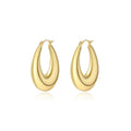 18K Gold Plated Stainless Steel Hoop Earrings Classic Style Lightweight Oval Thick Hoop Chunky Chubby Huggies Daily Jewelry