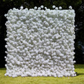Custom 3D Fabric Flower Wall Wedding Faux White Silk Rose Flower Wall Panel Background Artificial Plants Furniture Decoration