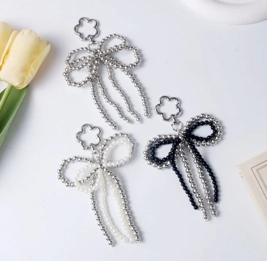 New Korean high-grade pearl bow pendant fashion everything mobile phone chain key chain bag pendant accessories
