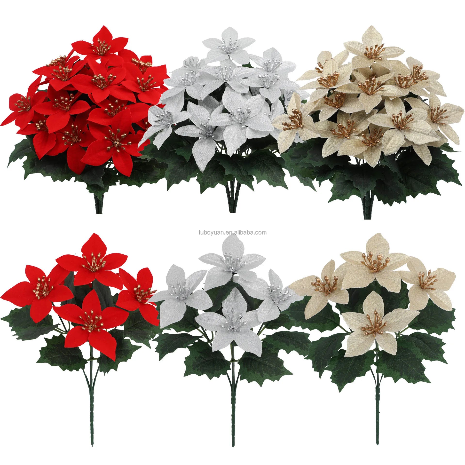 SF Cheap Price Christmas Flower Decorations XMAS Artificial Flowers Large Christmas Florals Christmas Poinsettias Flowers