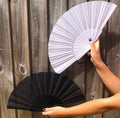 IN STOCK Wholesale Plastic Crafts Advertising Fan White Fabric White Plastic Folding Fans