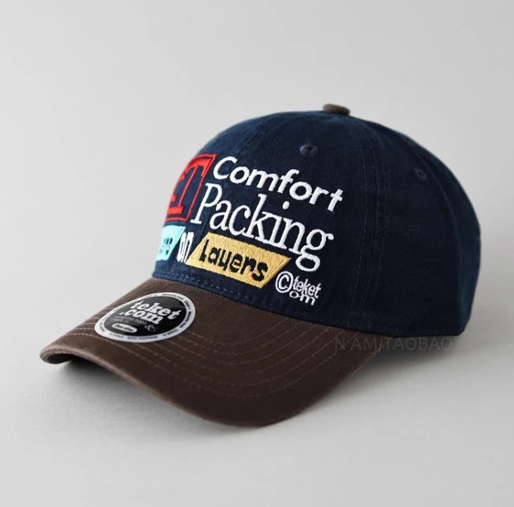 Custom Washed Cotton 6 Panel Two Tone Vintage Common Baseball Caps Golf Distressed Dad Hat Embroidery Logo Unisex Metal Buckle