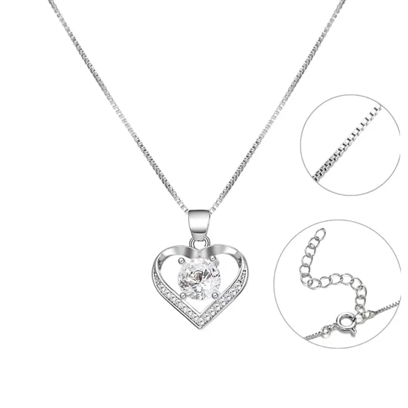 Delicate Heart Shaped Mom Lettering Pendant Zircon Necklace Fashion Women's Party Accessories Romantic Mother's Day Jewelry Gift