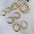 EM1349 18k Gold Plated Nugget Beaded Hoop Earrings Bolo Chunky Circle Earrings Gold Statement Hoops for Women