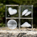 Customized K9 Glass Cloud Paperweight Cube Crystal Heart Moon Rain 3D Laser Engraving Souvenirs Crafts Ornaments CLB-C66