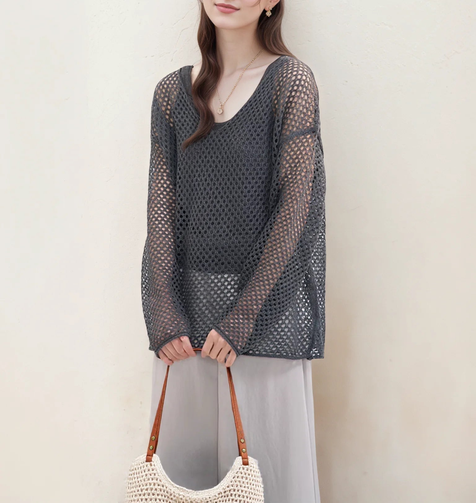 Chinese Manufacturer Cover-Up Camisole Sun Protection Top Front Summer Women's Casual Knit Two-Piece Set