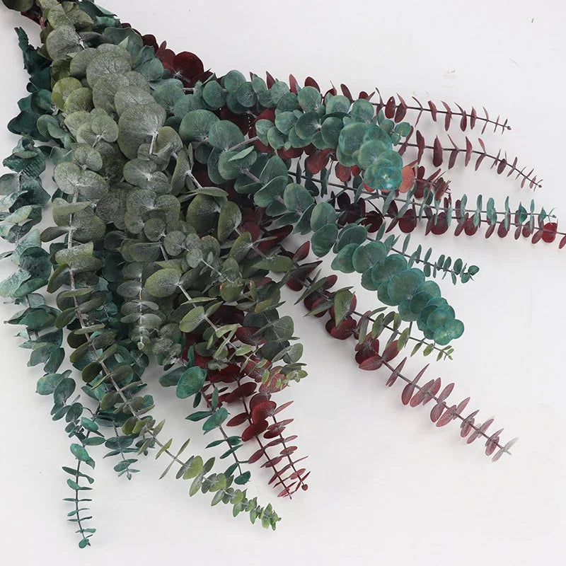 M034 Wedding Dried Flower Arrangement Baby Blue Green Red Eucalyptus Leaves Branches Real Natural Dried Preserved Eucalyptus