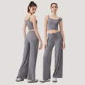 Custom Logo Quick Dry High Compression GYM Fitness Sport Wear Women Vest Tank Top Yoga Leggings Flares Pants Yoga Sets for Women