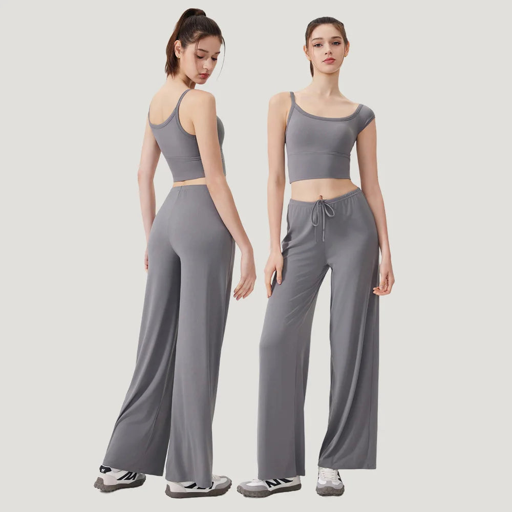 Custom Logo Quick Dry High Compression GYM Fitness Sport Wear Women Vest Tank Top Yoga Leggings Flares Pants Yoga Sets for Women