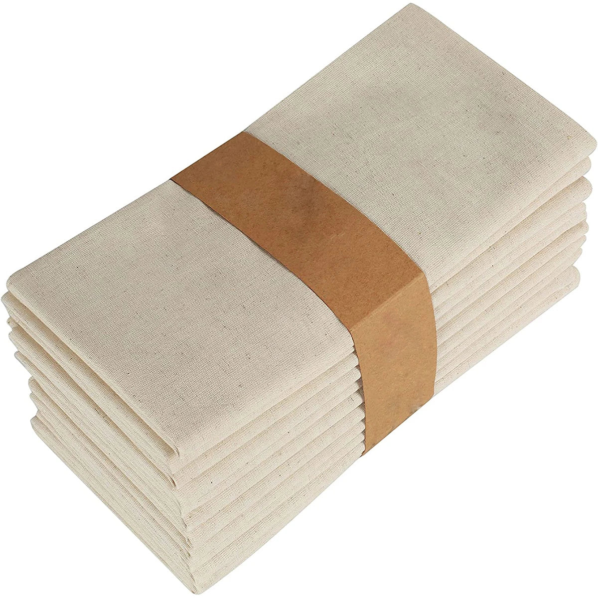 Popular Hemstitch Beige Cloth Napkin Plain Weave Cotton Serviette Custom Dinner Table Napkin for Wedding Banquet Party Event