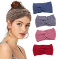 Wide Knitting Wool Headwear Hairbands Elastic Warm Cross Hair Band Fashion Solid Color Headband for Women Girls