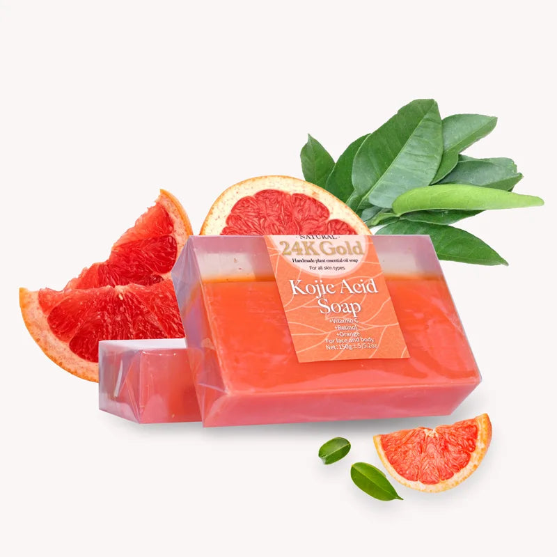 AiXin 150g Organic Natural Essential Oil Exfoliating Moisturizing Vitamin E Whitening Soap 24K Gold Foil Kojic Acid Soap