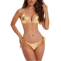 European American Custom Two-Piece Bikini Custom Color Cheeky Bottoms Adjustable Waist Sash V-neck Stretch Removable Beachwear