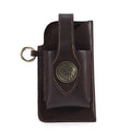 Wholesale Custom Genuine Leather Waist Bag for Men Vintage Crazy Horse Pattern Fanny Pack Belt Pouch Geometric Style