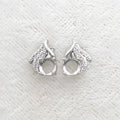 Sterling Silver 5*5mm Semi Mount Stud Earrings Empty Frame Support Blank Setting S925 Base Without Center Stone for DIY Inlay