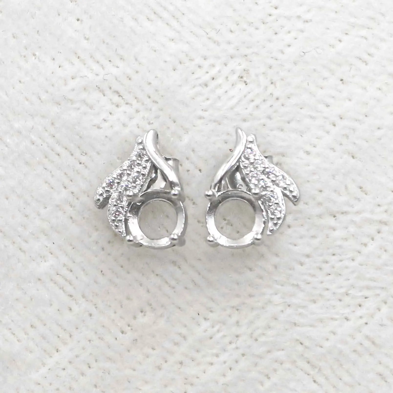 Sterling Silver 5*5mm Semi Mount Stud Earrings Empty Frame Support Blank Setting S925 Base Without Center Stone for DIY Inlay