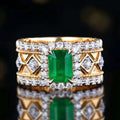 SGARIT Fine Jewelry 18k Gold 1.23ct Natural Kisa Midori Emerald Real Diamond Men Ring Jewellery With GRC Certificate