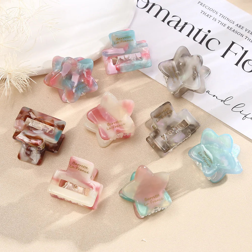 Sweet Star 2.5cm Acetate Hair Claw Clips Flat Pink Resin Hair Claw Pins Stylish Hair Accessories