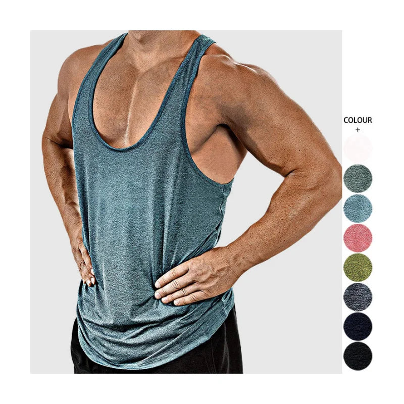 Breathable Casual Eco-Friendly Gym Workout Sleeveless Tank Top for Men Bodybuilding Fitness Sport Vests Muscle Singlets