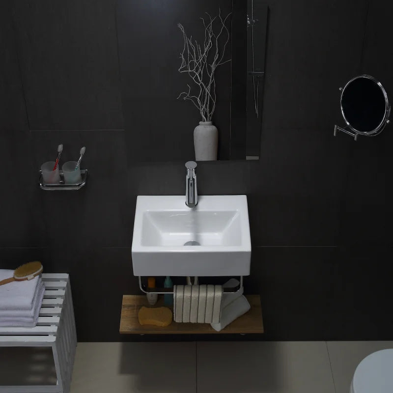 Modern Polished Rectangular Ceramic Wall Hung Single Hole Hand Wash Sink Basin for Bathroom