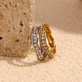 Fashion Ring Jewelry Stainless Steel 18k Gold Plated Irregular Claw Setting Zircon Ring for Women Waterproof Jewelry