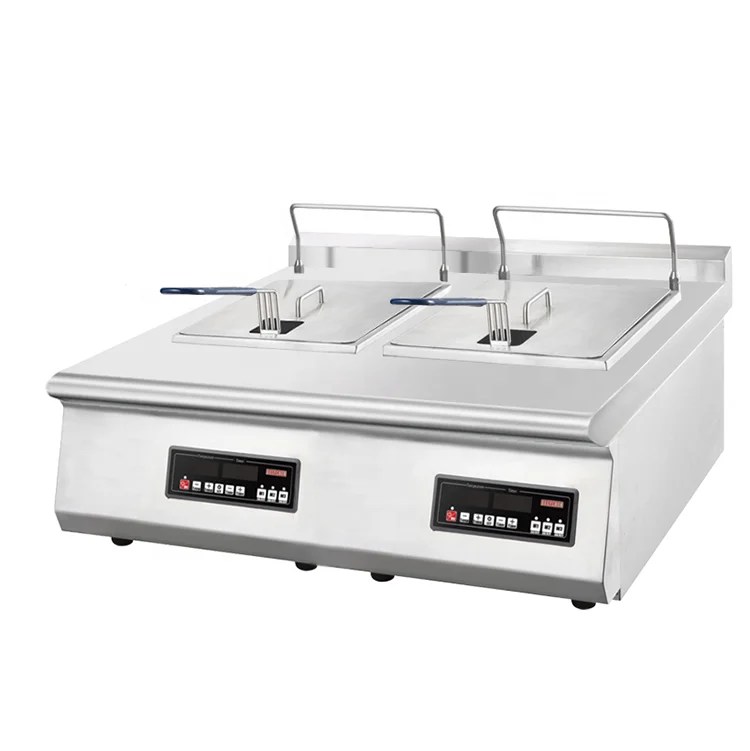 Commercial 2 Basket Electric Induction Deep Fryer with Digital Control and Adjustable Temperature for Restaurant Kitchens