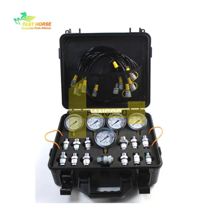 Hangood 5 Gauges 5 Test Hoses 13 Couplings and 14 Tee Connectors Double Layer 1/10/25/40/60Mpa Hydraulic Pressure Test Kit