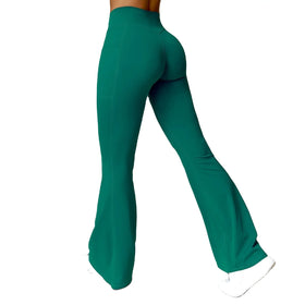 High Waist Sports Tight Pants for Athletic Running Pants Stretch Yoga Flare Leggings With Pockets