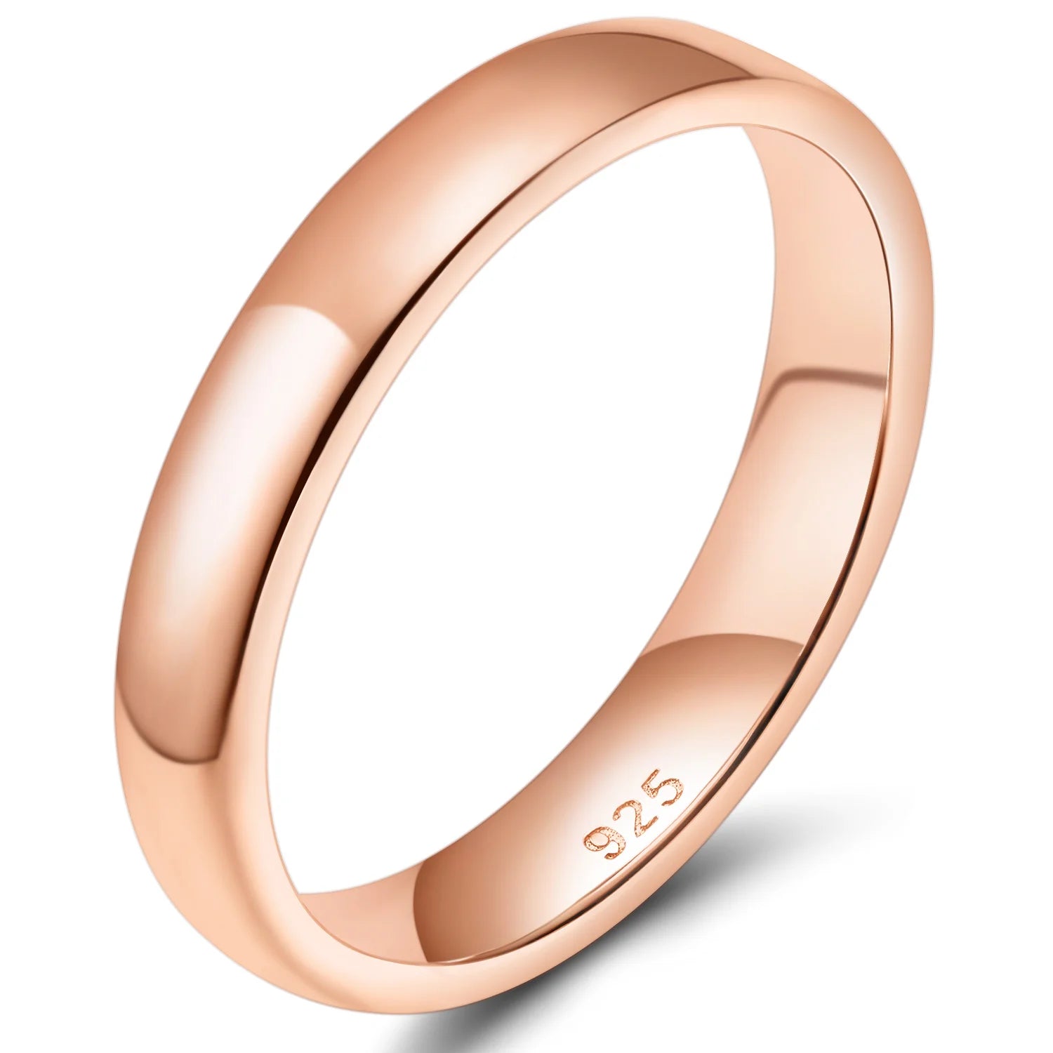 Somen Women Rose Gold Ring 2mm 4mm Polished Wedding Band 925 Sterling Silver Rings Simple Engagement Wedding Bands Jewelry