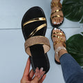 Fashion Summer Design One-word Slippers Women Beach Outdoor Breathable Rhinestone Casual Slippers