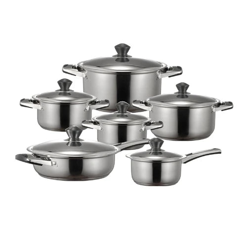 12pcs  Stainless Steel Nonstick Casserole Sauce Pan with Knob Induction Kitchen Cookware Set for Home Cooking and Milk Pot