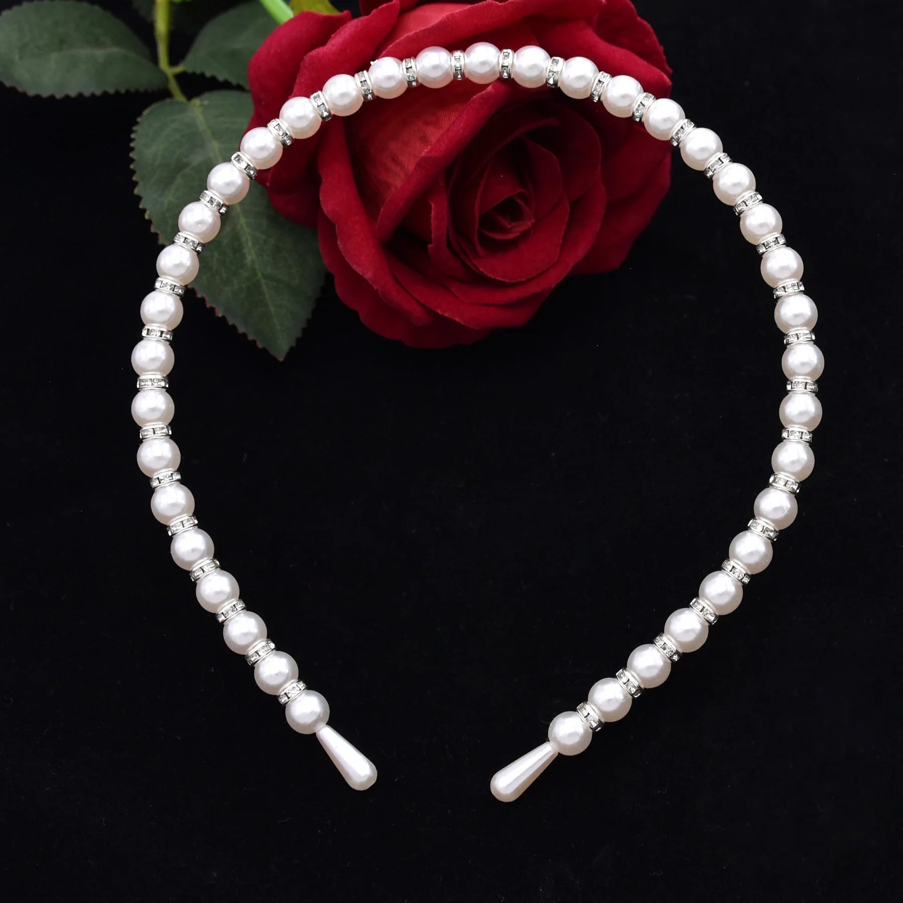 Boho Pearl Headband Clips Vintage Pearl Hairband Hair Hoop Pearl Braided