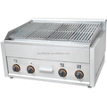 Hot Sale Stainless Steel LPG Gas Kebab Machine Countertop Lava Rock Stone Grill with 2 Wheels for Commercial Use