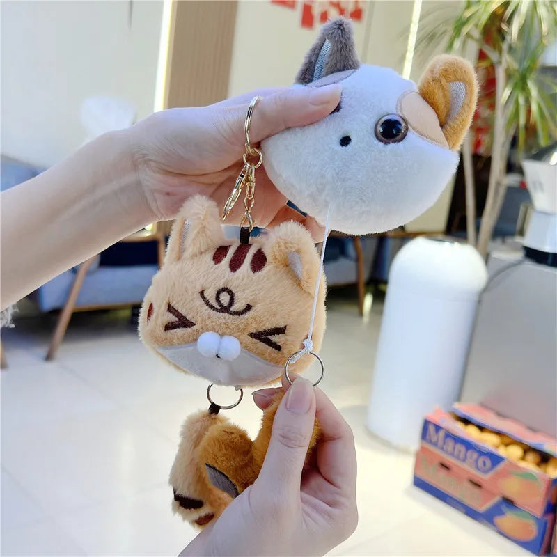 Peluches Cute Funny Kitten Cat Plush Keychain Pendant Pulling Rope Pull Out Tail Fidget Toy Plushie Doll Stuffed Animal Toys