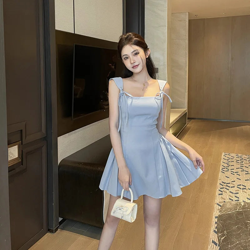 Eliya Lace-up Waist-tight Dress Princess Skirt Sweet Style High-grade Slimming Temperament Jf24058gng
