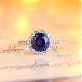 Luster Fashion Jewelry Engagement Wedding 925 Silver 18k Gold Plated Lab Grown Sapphire Gemstone Rings for Women