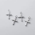 12mm Sterling Silver CZ Cross Charms 925 Silver Punk Cross Charm for Jewelry Making Supplies