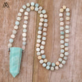 Frosted Matte Amazonite Stone Mala Necklace  108 Bead Healing Chakra Yoga Necklaces Energy Jewelry