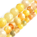 Wholesale Round Loose Beads Yellow Fire Agates Stone Onyx Beads for Jewelry Making Diy